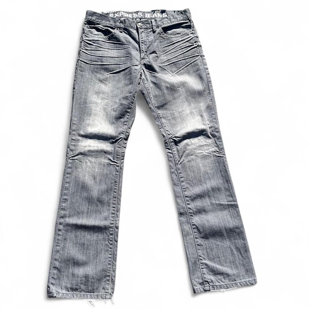 Express Men's Grey and Blue Jeans